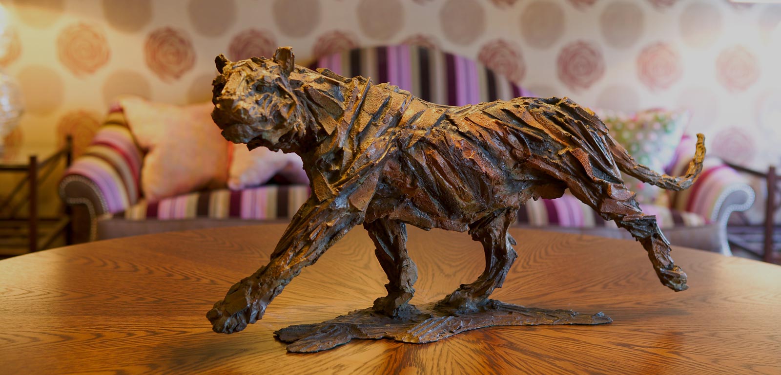 wooden tiger toy on the table